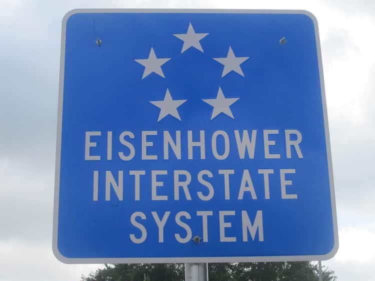 Eisenhower Interstate System Highway metal sign